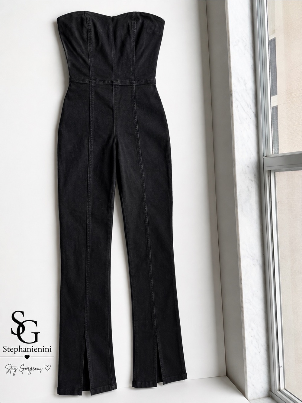 Zara Black High-Waist Skinny Pants with Front Slit